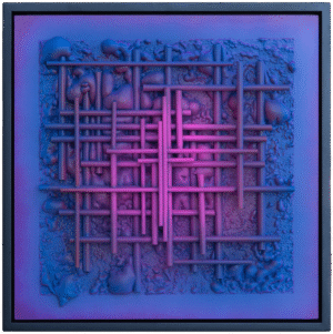 neon scaffold textured artwork